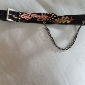 1900's Never Worn Ed Hardy Black Belt .. With Chain